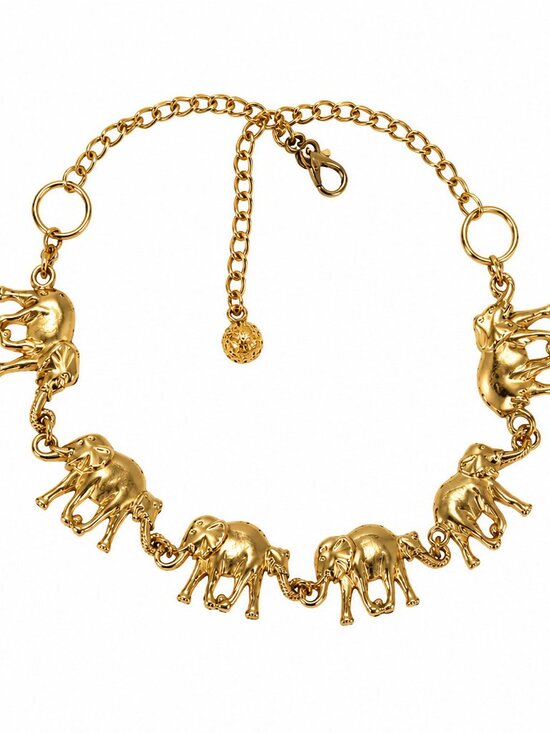 Vintage Anne Klein Gold Plated Brass Elephant Chain Link Belt main image 11